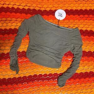 Princess Polly Women's Green and Khaki Crop-top